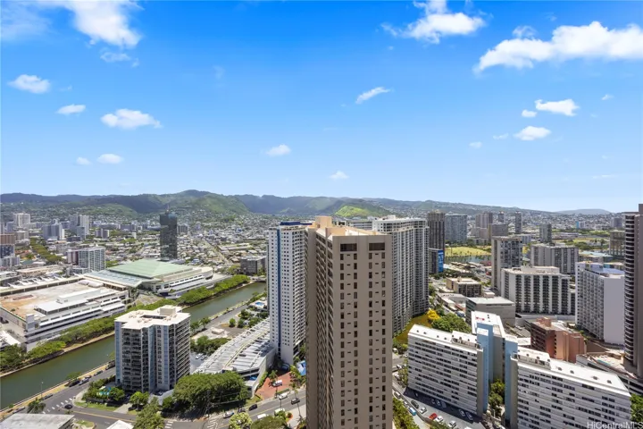 Views of Ala Wai Canal and Convention Center.