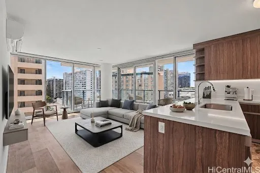 Virtually staged living room