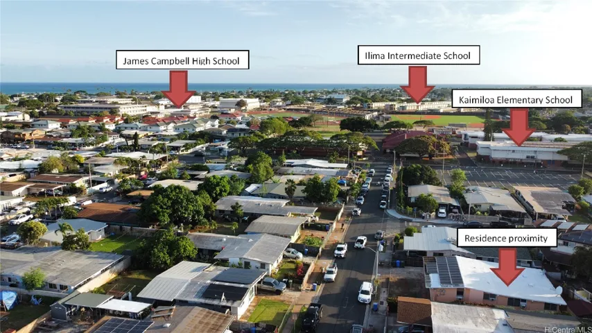 Aerial view of property proximity from nearby schools