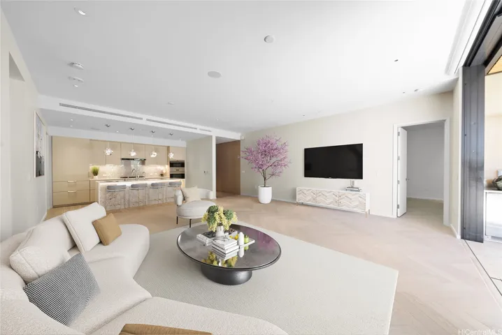 Spacious open living room, virtually staged