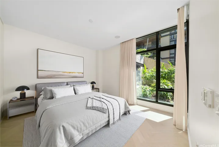Primary bedroom, virtually staged