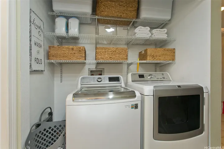 Full size washer and dryer downstairs.