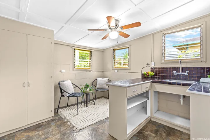 Back wet bar and living area