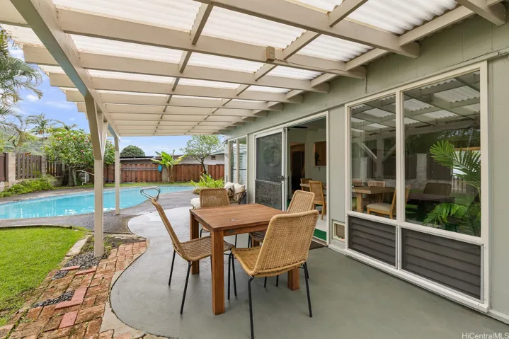Lanai with pool