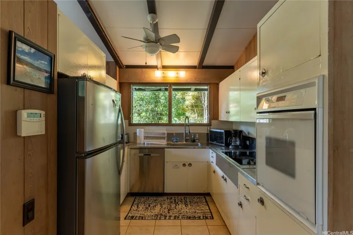 Kitchen with views of the garden.