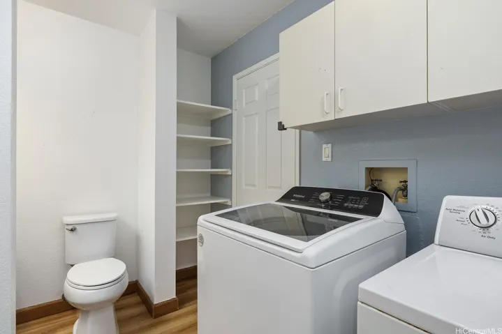 Open concept linen closet.