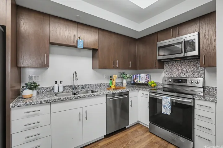 Kitchen with pantry.