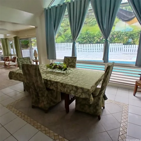 Huge dining room can easily fit a table for 8-10.