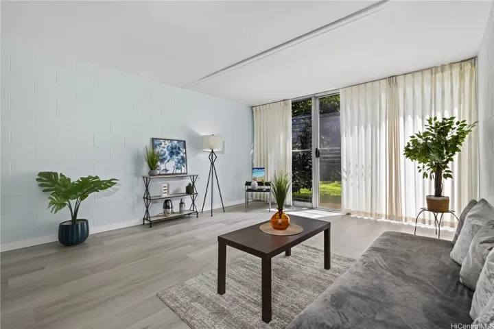 Nice greenery right outside your windows and sliding glass door.
