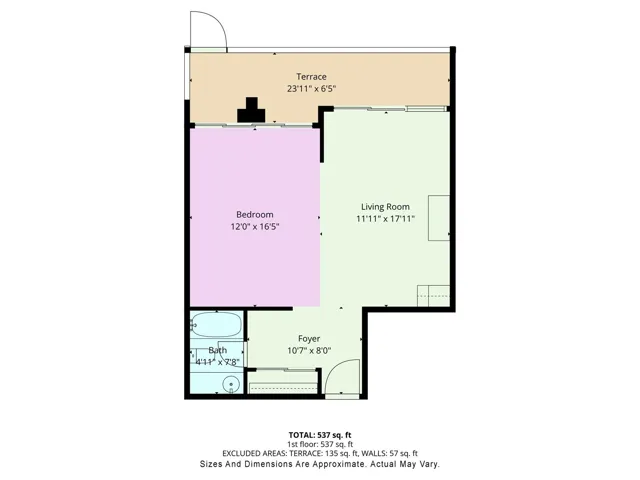 Floorplan. One of the largest legal Short-Term Studios on the market.