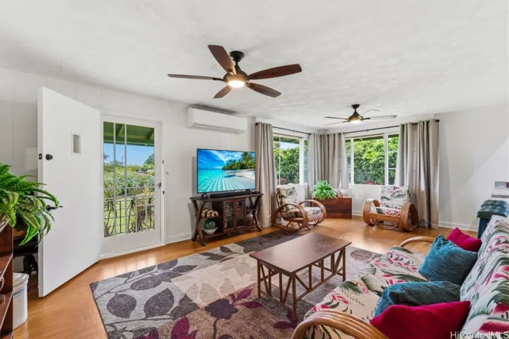 Original floors and windows in the living room