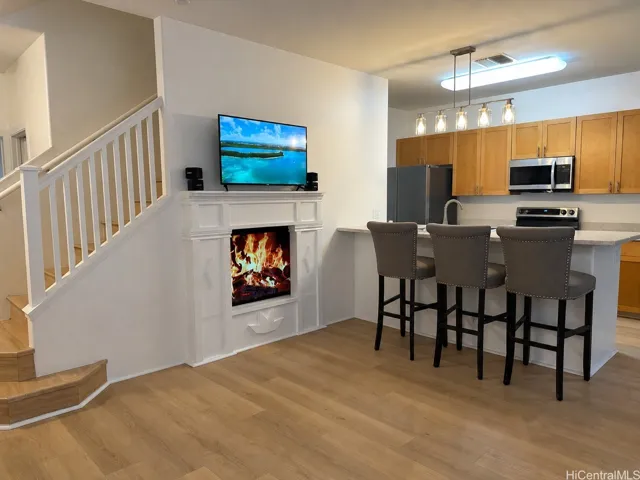 Enjoy the fire-place inspired feature with friends and family.