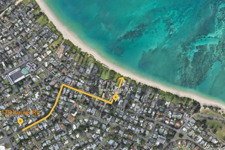 The home is located a short distance away from the public beach access, 91A.