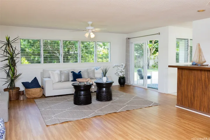 Pretty backyard views from the interior of the home. There is easy access to the backyard!