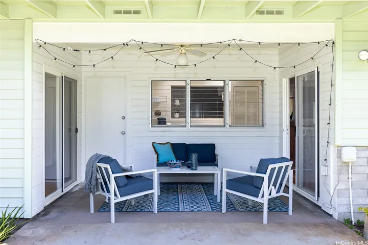Covered lanai area is a great place to gather and relax.