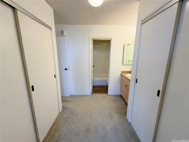 Bathroom area with ample closet space