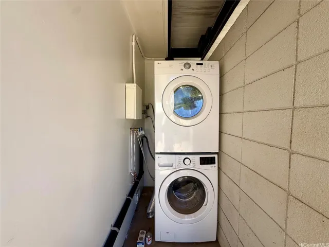 Washer and dryer located in carport area
