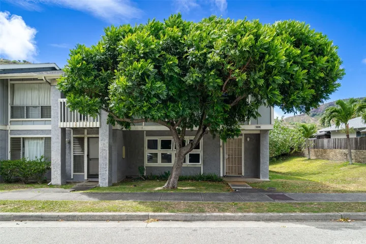End unit with a beautiful Japanese fern tree out front.
