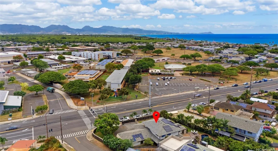 Spectacular aerial perspective highlighting the home's proximity to the beautiful Ewa Beach coastline