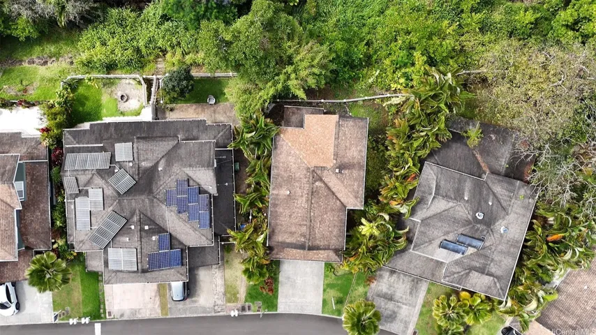 Aerial view of the property with lush Launani Valley surroundings