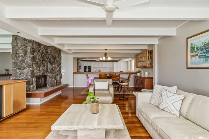 Family room w/dining and kitchen.