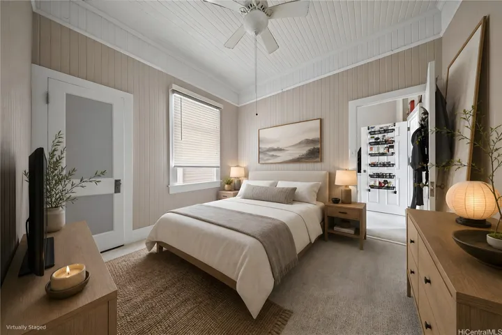Bedroom #2 in 207 Concordia has a pass through to the office and the hallway/bathroom.