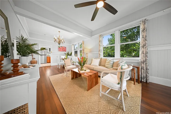 Upon entering, you start noticing the architectural details like the picture rail and trim, tongue and groove walls and long, run fir flooring.