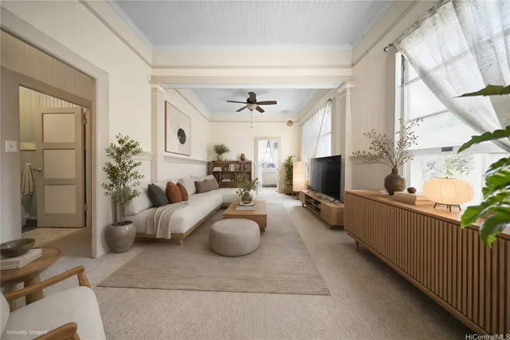 High ceilings and a spacious living dining area upon entering 207 Concordia.