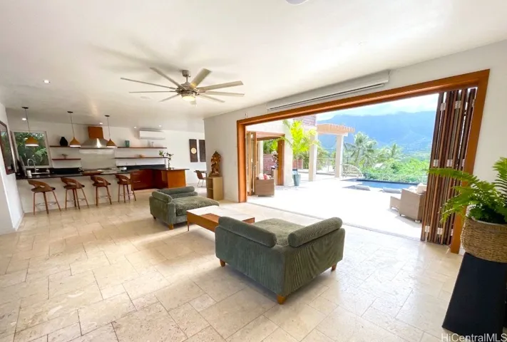 Living Room View of Pool Deck & Ocean