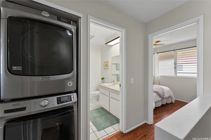 Laundry upstairs between the two bedrooms