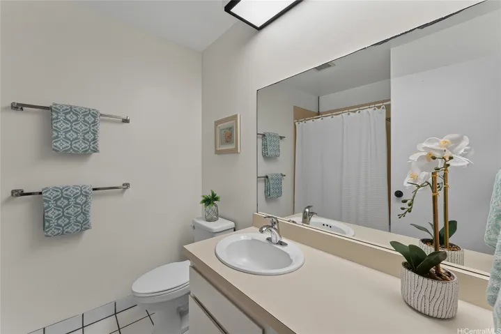 Upstairs bathroom with a tub/shower