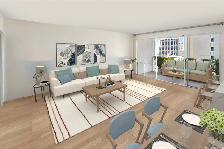 Wood or luxury vinyl plank flooring would be an attractive addition to this unit. Enhanced photo.