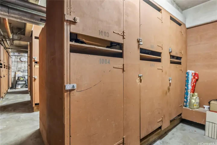 Storage locker in the basement garage.