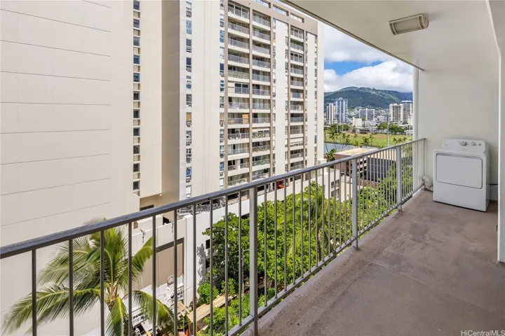 Mauka view of the lanai with dryer