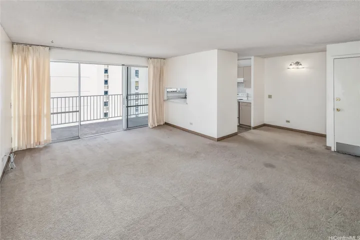 Here's a view of the living room towards the kitchen, as is.
