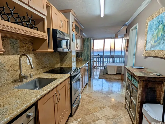 Galley style kitchen enhanced