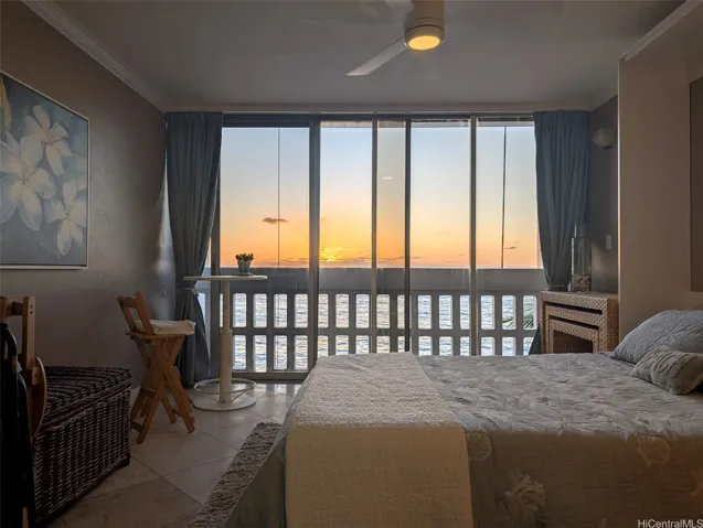 Sunset view from the open bedroom enhanced
