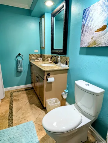 Reverse view of the bathroom enhanced
