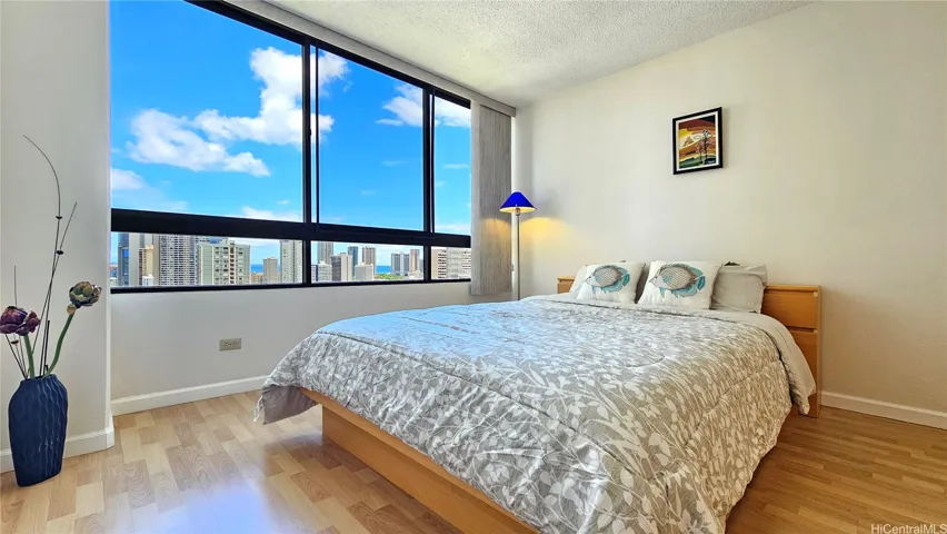 Bedroom #1: Views of Waikiki, Ala Wai, and pockets of ocean