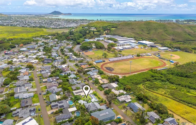 Aerial view of property showing location to Kailua town and beach