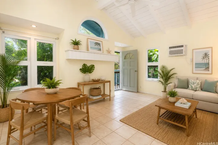 Enhanced view of living area in cottage