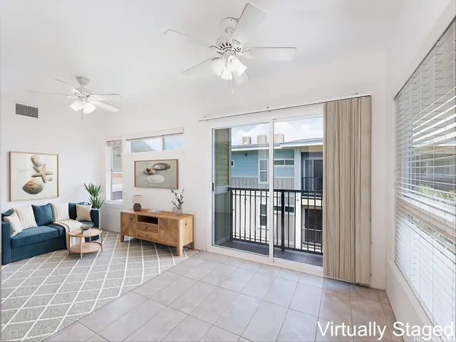 Large light-filled spaces in this quiet one-bedroom condo - virtually staged