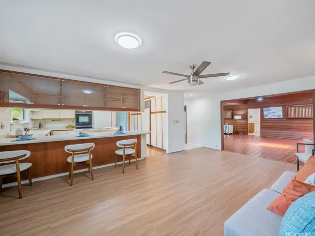 Comfortable everyday living with an open connection to the kitchen.