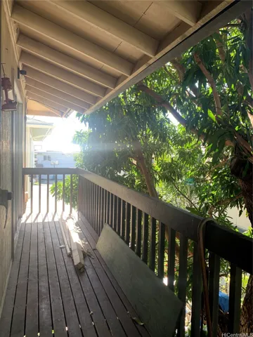 Porch next to mango tree