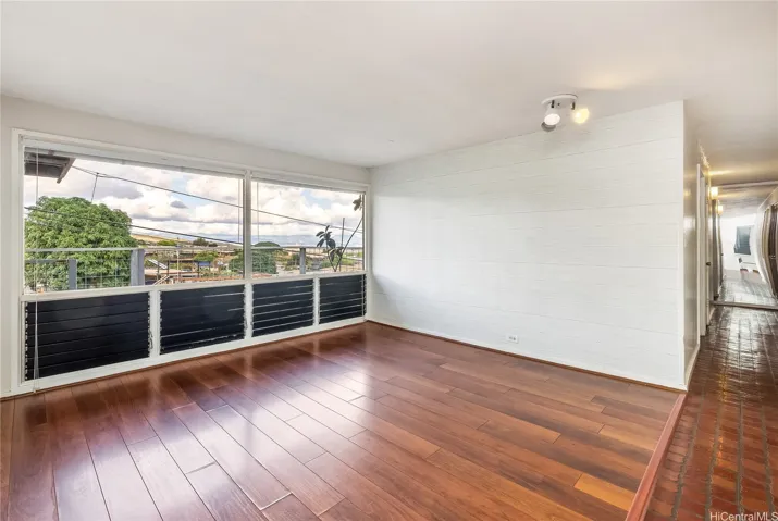 Close up of the living area with the deck beyond