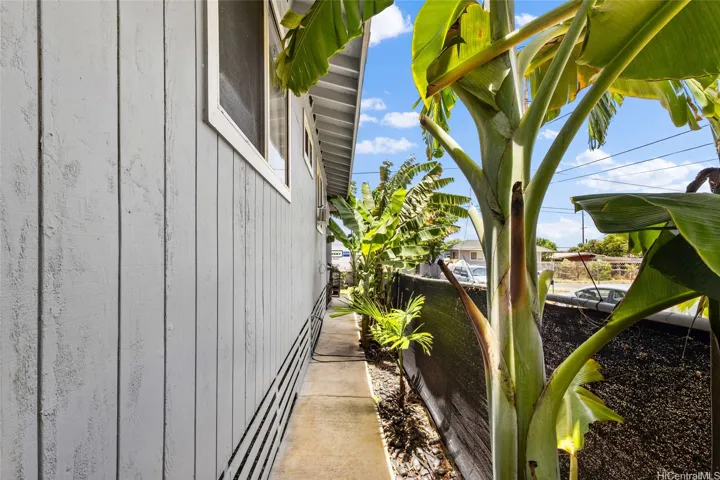 Clean concrete pathways lined with mature plants.