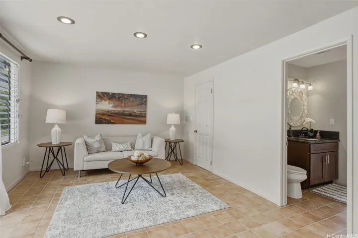 Great space for family room, den, or dining room. Main level full bathroom conveniently located just adjacent to this space and the kitchen.