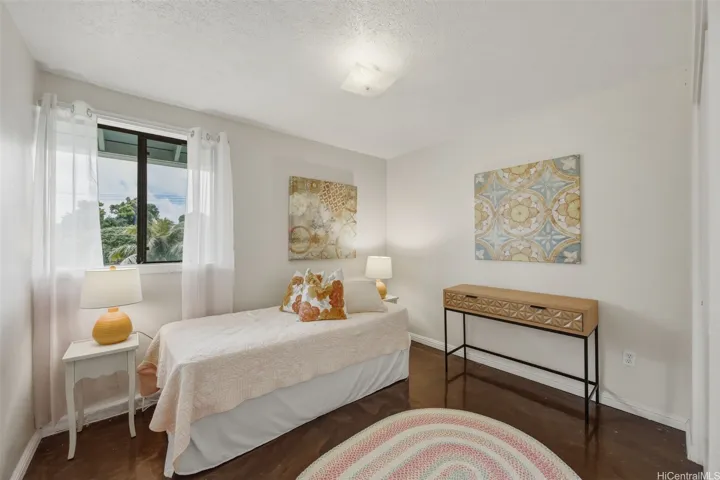 One of two bedrooms in the bonus space of the home.