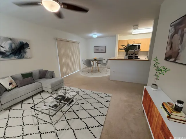 Living Room, Dining Area & Kitchen (Enhanced)