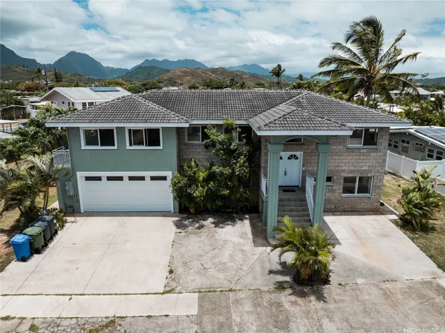 Aerial front view of house